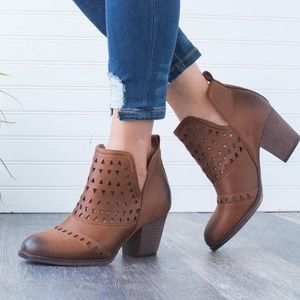 Brown Laser Cut Bootie